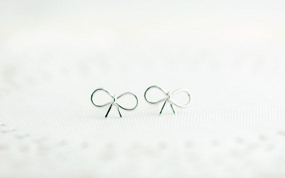 Small Silver Bow Earrings