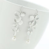 Silver Cascading Orchid Earrings