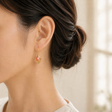 Gold Calla Lily Earrings | Rhodochrosite