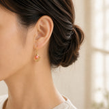 Gold Calla Lily Earrings | Rhodochrosite