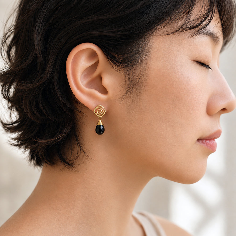 Noir Rosette | Black Onyx Earrings