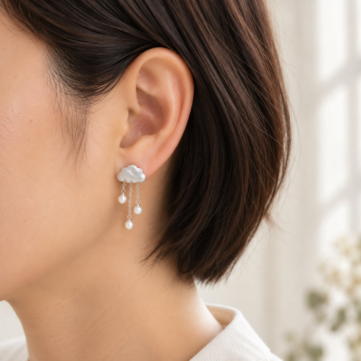 Rain Clouds | Pearl Chain Earrings