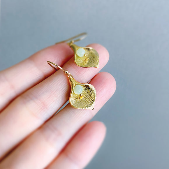 Gold Calla Lily Earrings | Burma Jade Beads