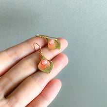 Gold Calla Lily Earrings | Rhodochrosite