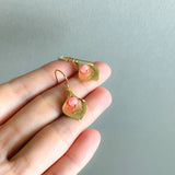 Gold Calla Lily Earrings | Rhodochrosite