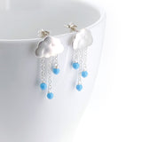 Rain Clouds Earrings with chains (Silver)