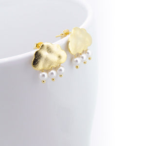 Snow Clouds Earrings (Brushed Gold)