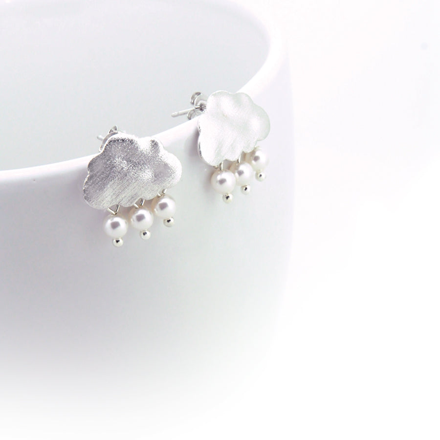 Snow Clouds Earrings | Brushed Silver