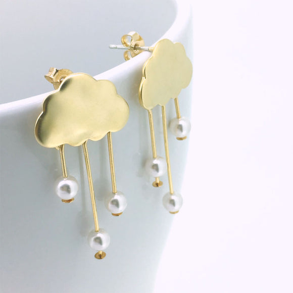 Rain Clouds Earrings (Gold)