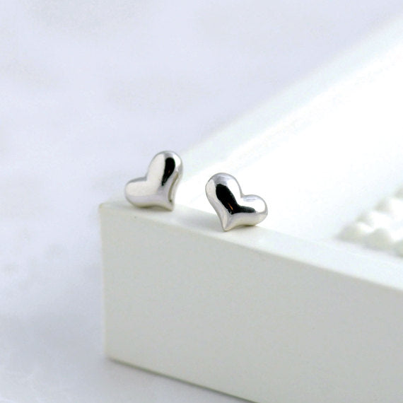Silver Heart Post Earrings