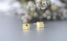 Rubik Cube Post Earrings | Gold